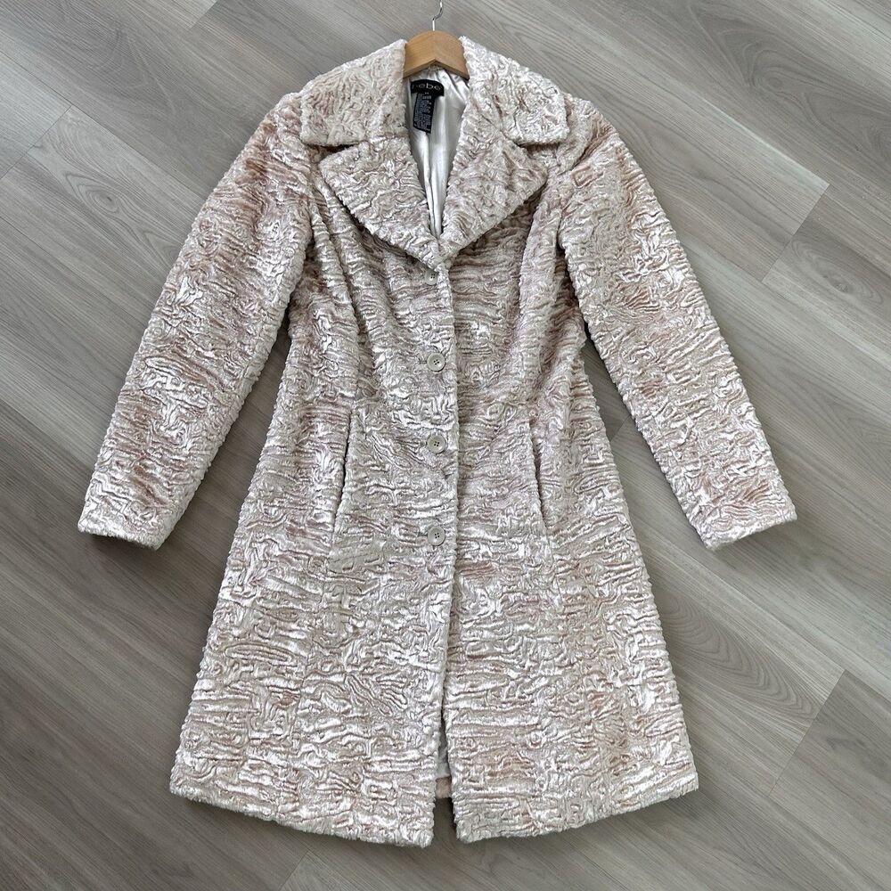 Vintage Bebe Y2K Light Pink Faux Fur Coat XS